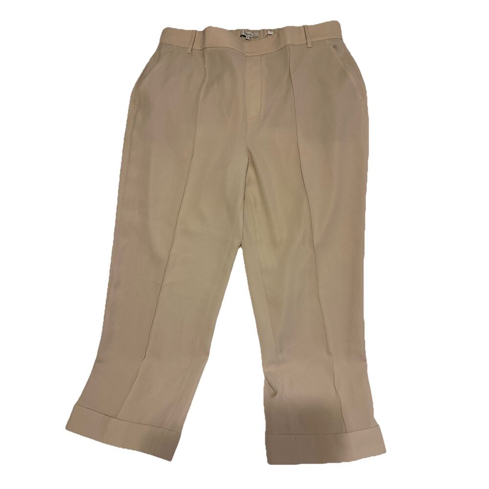 VINCE Pants Womens XL Sandstone Beige Tapered Cuff Crop Tailored Pull-On New